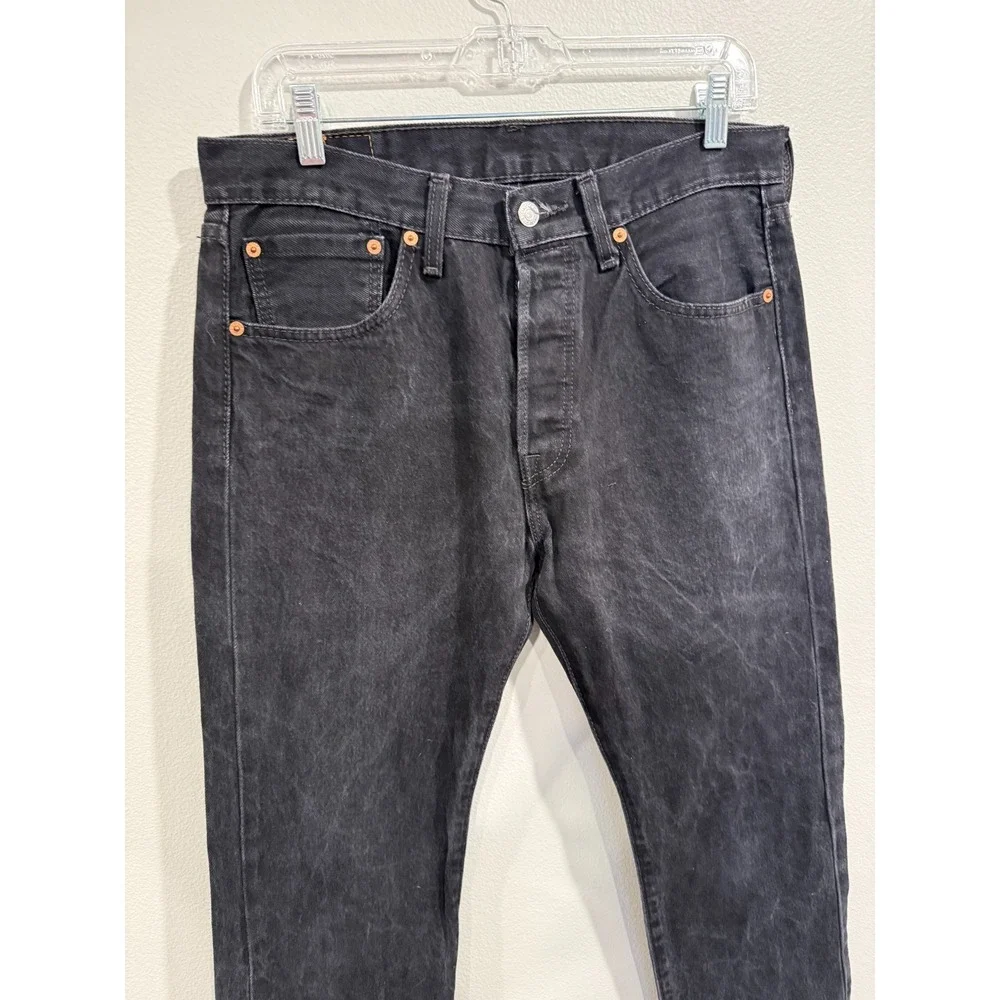 Levi's 501 Straight Jeans Men's 32x32 Black‎ Denim Cotton Dark Wash 5 Pocket